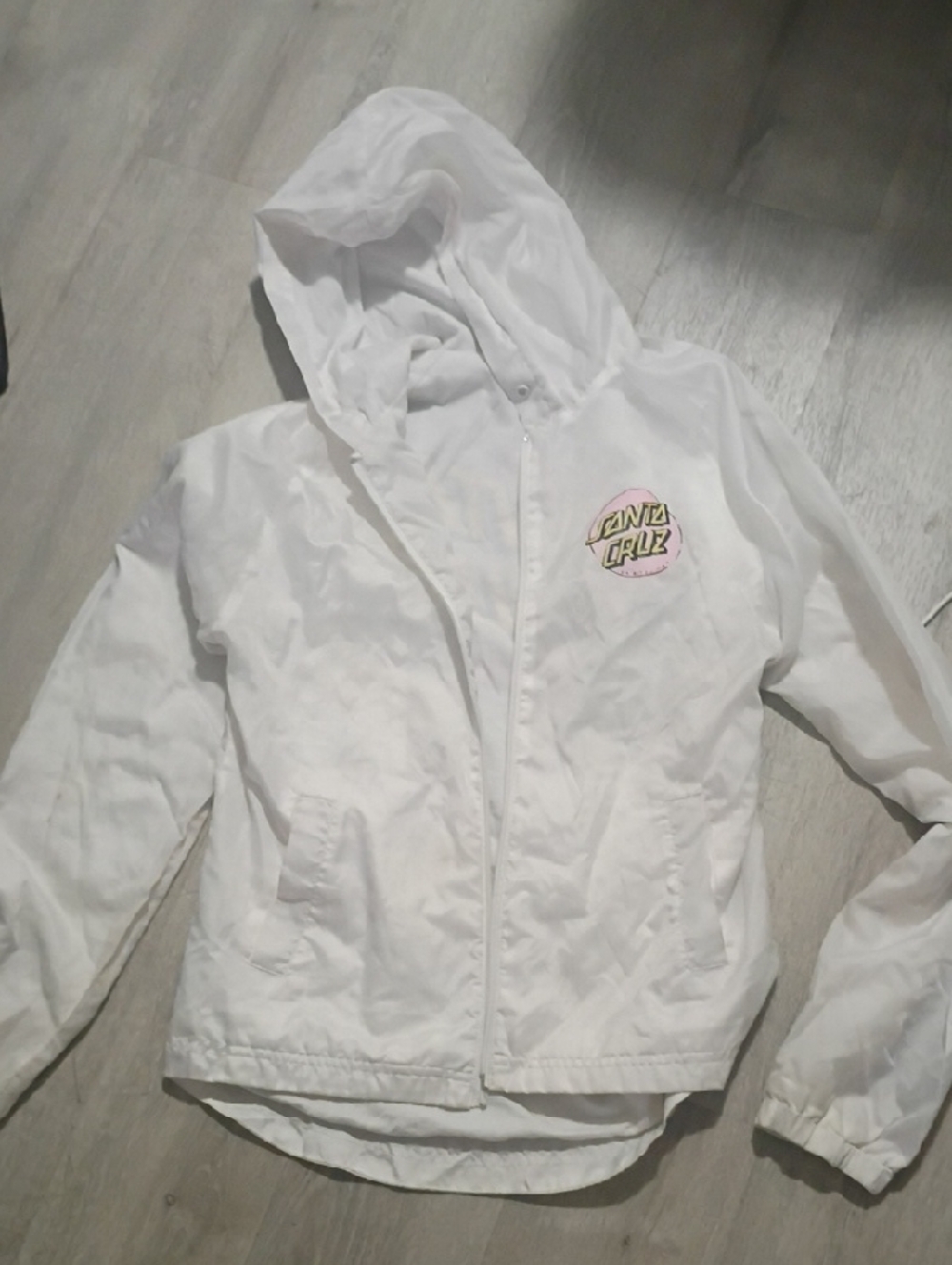 Santa Cruz White Jacket with Yellow and Pink Logo